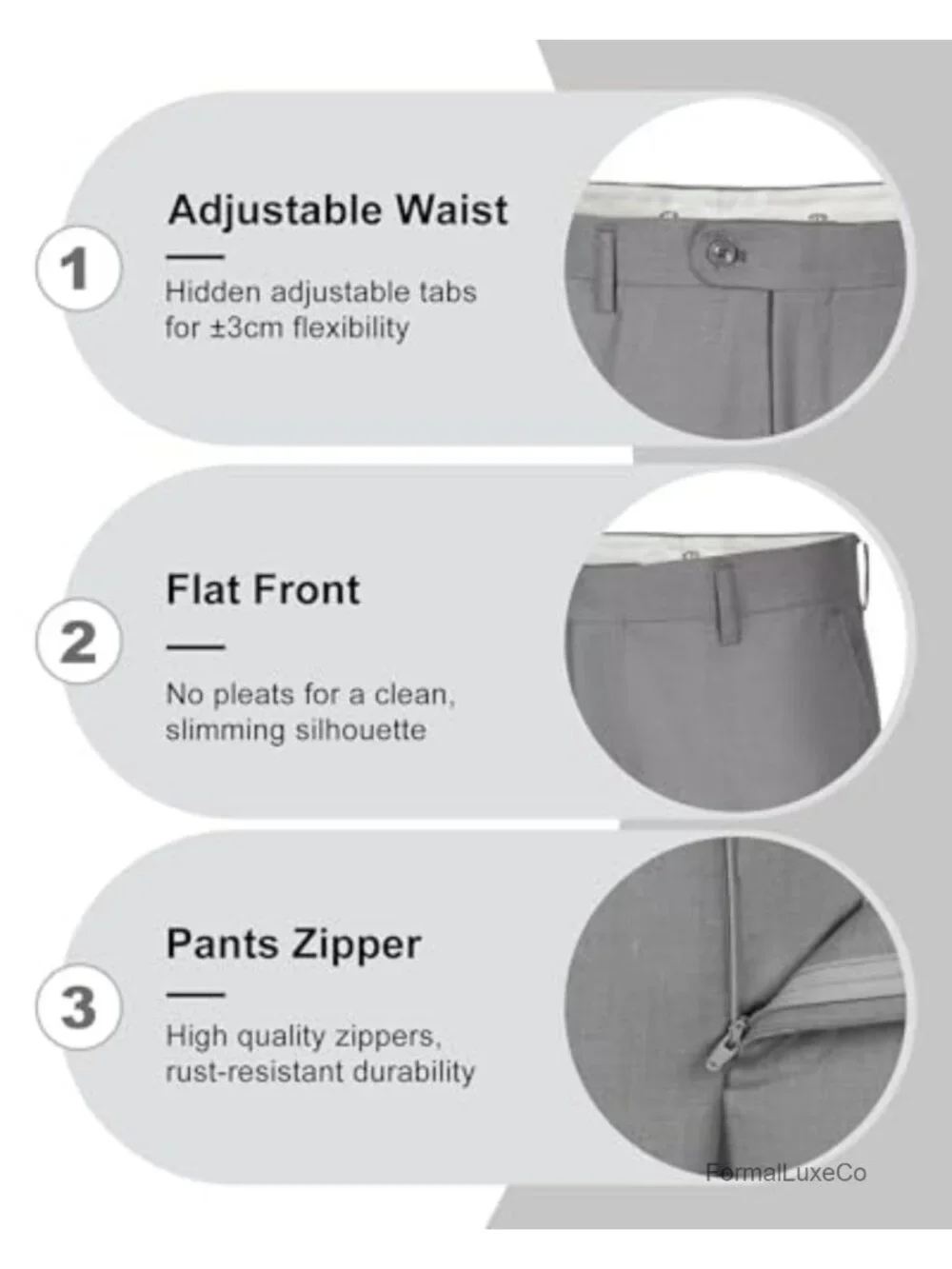 Men's 2-Piece Suit Set, Vest and Pants, V-Neck Slim Fit, Adjustable Back Belt,